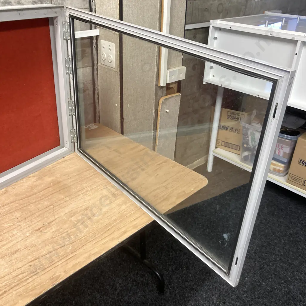 Wall Mount Glass Fronted Display Case / Notice Board, Hinged, Lockable (No Keys). H60 W90 D10cm Image 1++